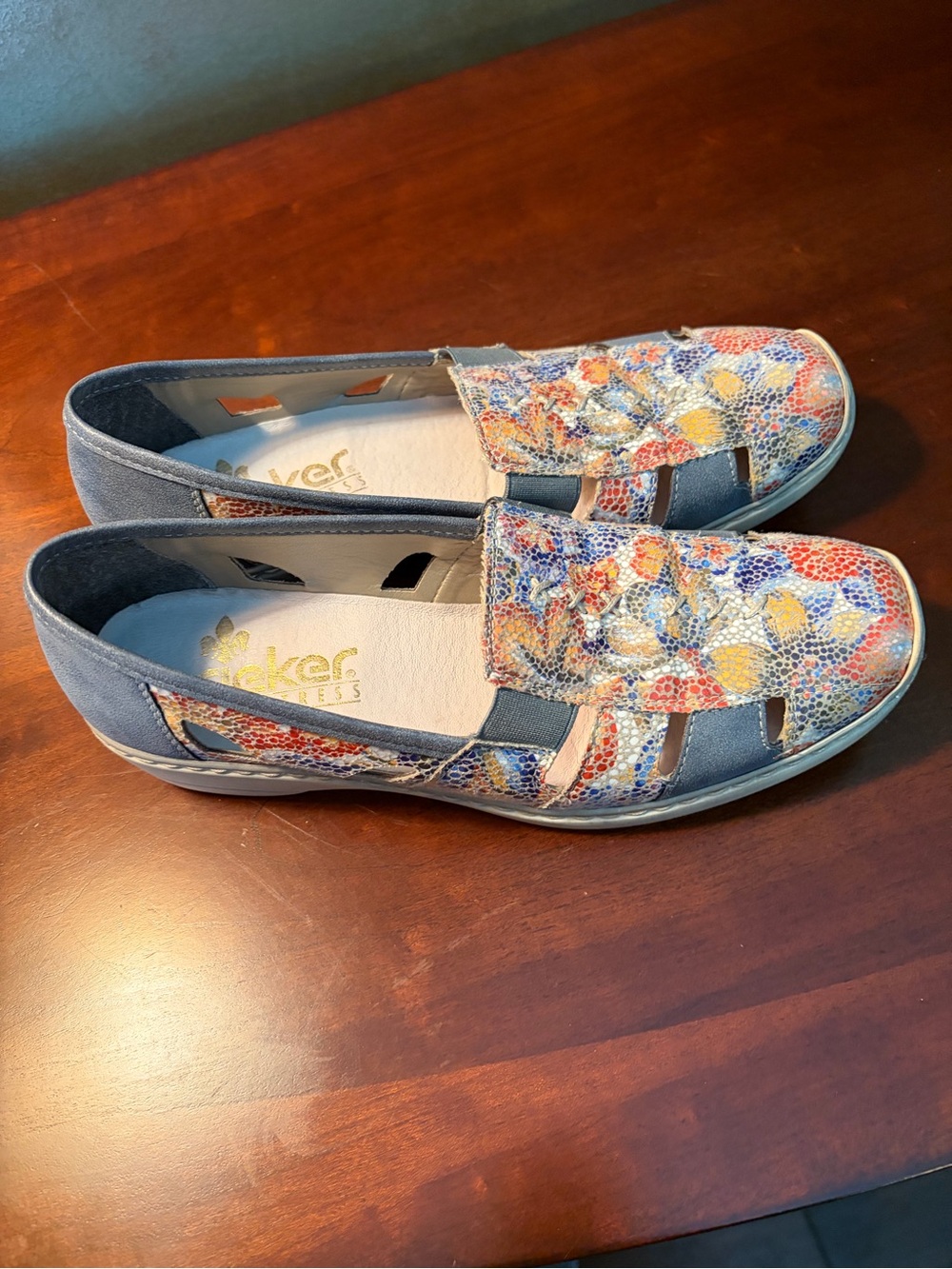 Rieker Women's Multicolor Floral Pattern Slip-On Loafers - Picture 2 of 10